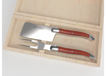 Laguiole cheese service with African padauk wood handle and stainless steel bolsters image 1