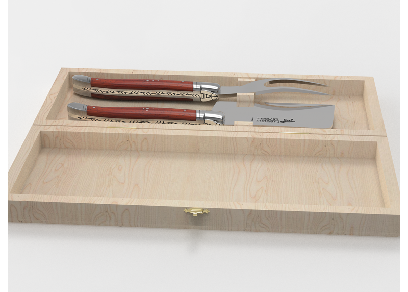 Laguiole cheese service with African padauk wood handle and stainless steel bolsters image 2