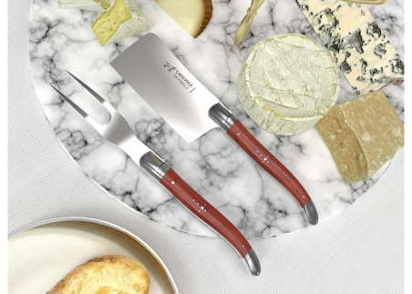 Laguiole cheese service with African padauk wood handle and stainless steel bolsters image 4