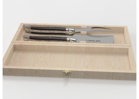 Laguiole cheese service with amourette wood handle and stainless steel bolsters image 2