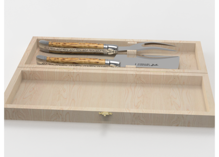 Laguiole cheese service with birch wood handle and stainless steel bolsters image 2