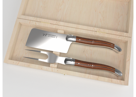 Laguiole cheese service with bocote wood handle and stainless steel bolsters image 1