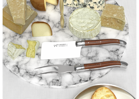 Laguiole cheese service with bocote wood handle and stainless steel bolsters image 3