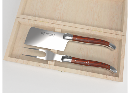 Laguiole cheese service with cocobolo wood handle and stainless steel bolsters image 1