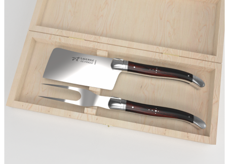 Laguiole cheese service with ironwood handle and stainless steel bolsters image 1