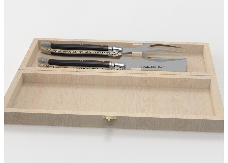 Laguiole cheese service with ironwood handle and stainless steel bolsters image 2