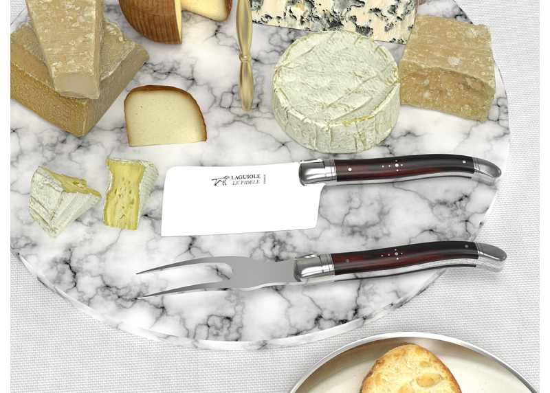 Laguiole cheese service with ironwood handle and stainless steel bolsters image 3