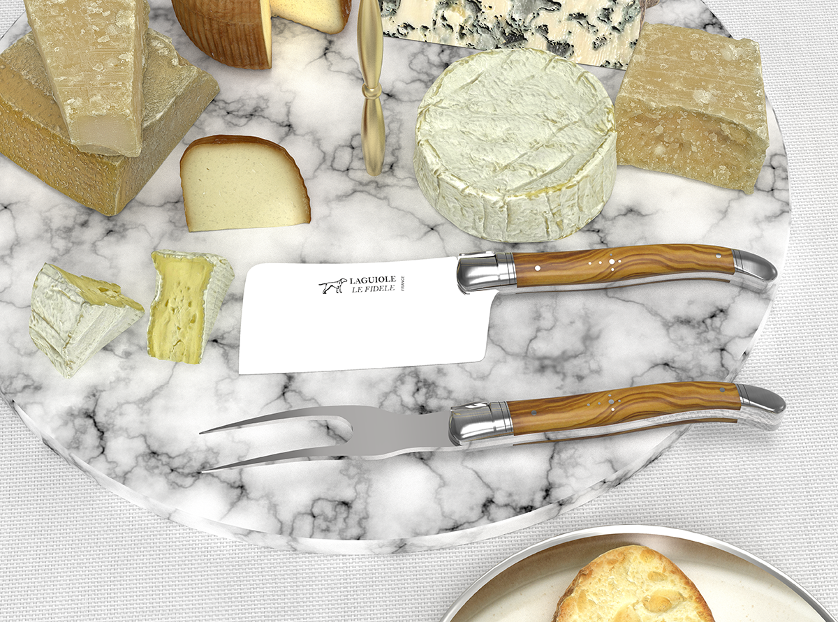 Laguiole Cheese Set Pistachio wood handle
