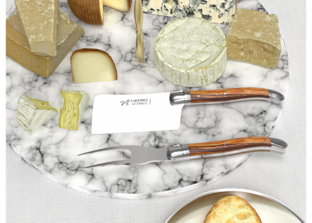 Laguiole cheese service with serpent wood handle and stainless steel bolsters image 3