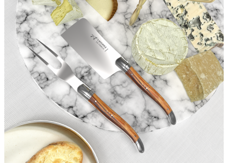 Laguiole cheese service with serpent wood handle and stainless steel bolsters image 4