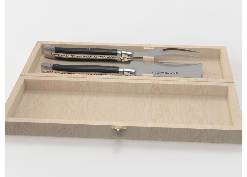 Laguiole cheese service with ebony wood handle and stainless steel bolsters image 2