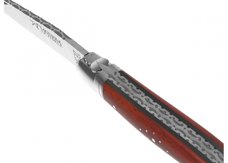 Prestige edition Laguiole knife with African padauk wood handle and stainless steel bolsters image 2