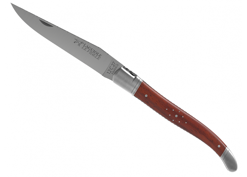 Prestige edition Laguiole knife with African padauk wood handle and stainless steel bolsters image 3