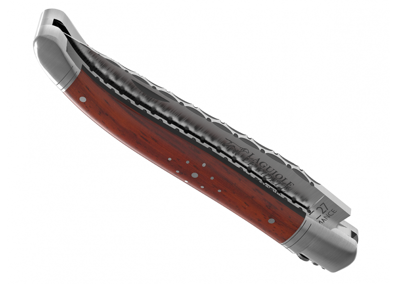 Prestige edition Laguiole knife with African padauk wood handle and stainless steel bolsters image 5