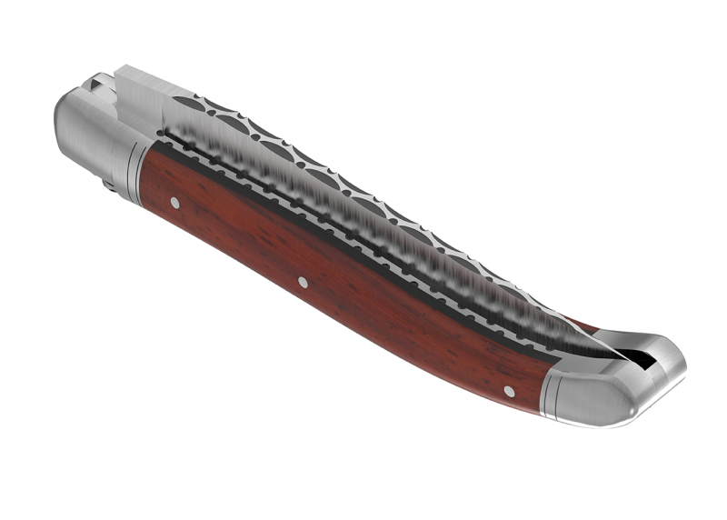 Prestige edition Laguiole knife with African padauk wood handle and stainless steel bolsters image 6