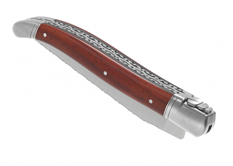 Prestige edition Laguiole knife with African padauk wood handle and stainless steel bolsters image 7