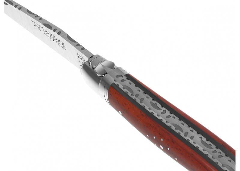 Prestige edition Laguiole knife with African padauk wood handle and stainless steel bolsters image 9