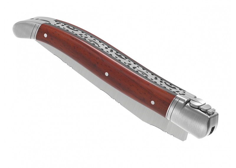 Prestige edition Laguiole knife with African padauk wood handle and stainless steel bolsters image 14