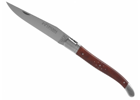 Prestige edition Laguiole knife with amboyna root wood handle and stainless steel bolsters image 3