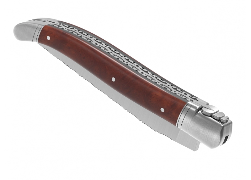 Prestige edition Laguiole knife with amboyna root wood handle and stainless steel bolsters image 7