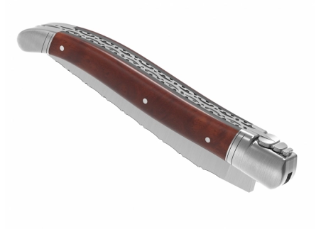 Prestige edition Laguiole knife with amboyna root wood handle and stainless steel bolsters image 7