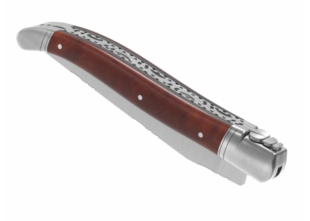 Prestige edition Laguiole knife with amboyna root wood handle and stainless steel bolsters image 14