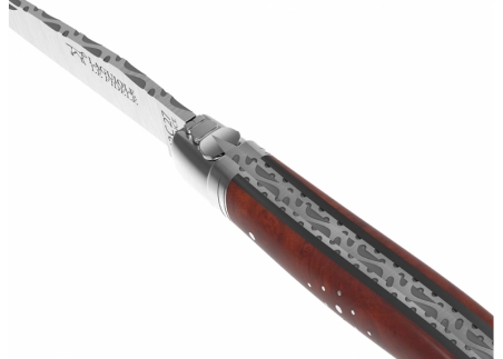 Prestige edition Laguiole knife with amboyna root wood handle and stainless steel bolsters image 16