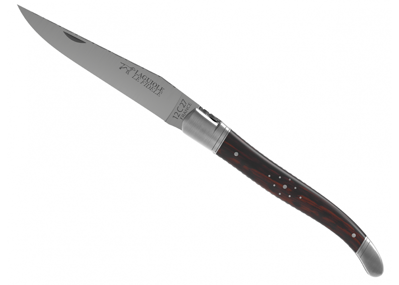 Prestige edition Laguiole knife with amourette wood handle and stainless steel bolsters image 3