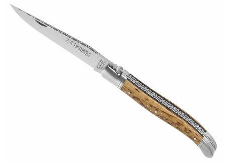 Prestige edition Laguiole knife with birch wood handle and stainless steel bolsters image 1