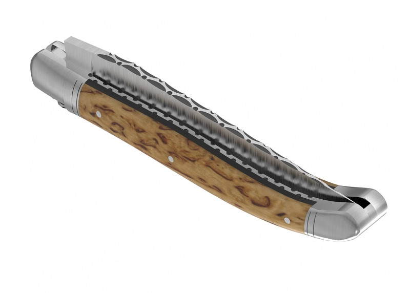 Prestige edition Laguiole knife with birch wood handle and stainless steel bolsters image 6