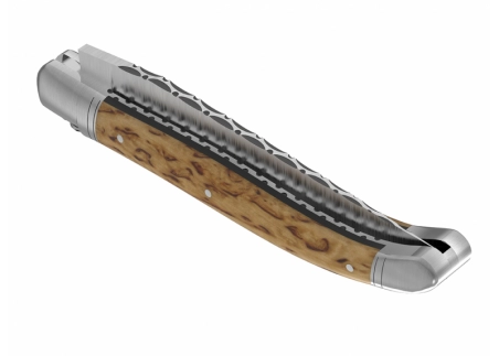 Prestige edition Laguiole knife with birch wood handle and stainless steel bolsters image 6