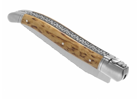 Prestige edition Laguiole knife with birch wood handle and stainless steel bolsters image 7