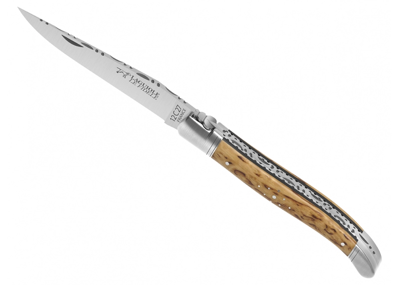 Prestige edition Laguiole knife with birch wood handle and stainless steel bolsters image 8