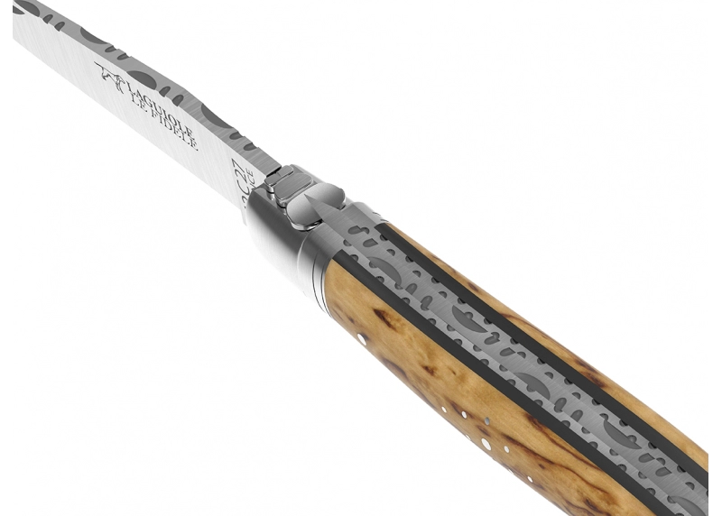 Prestige edition Laguiole knife with birch wood handle and stainless steel bolsters image 9