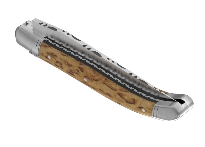 Prestige edition Laguiole knife with birch wood handle and stainless steel bolsters image 13