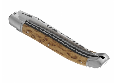 Prestige edition Laguiole knife with birch wood handle and stainless steel bolsters image 13