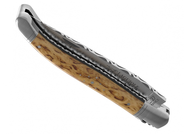 Prestige edition Laguiole knife with birch wood handle and stainless steel bolsters image 19