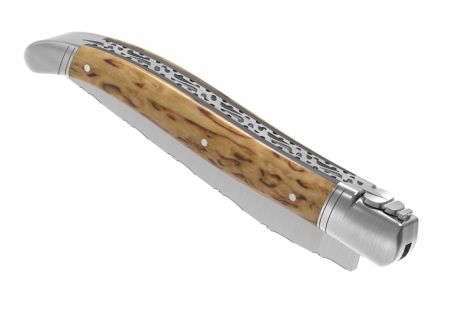 Prestige edition Laguiole knife with birch wood handle and stainless steel bolsters image 21