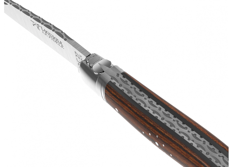 Prestige edition Laguiole knife with bocote wood handle and stainless steel bolsters image 2