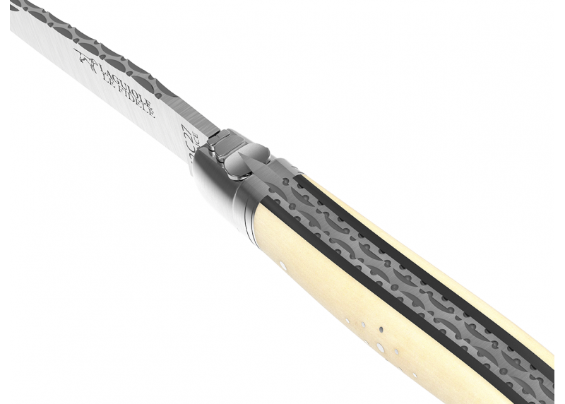 Prestige edition Laguiole knife with bovine bone handle and stainless steel bolsters image 2