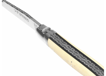 Prestige edition Laguiole knife with bovine bone handle and stainless steel bolsters image 2