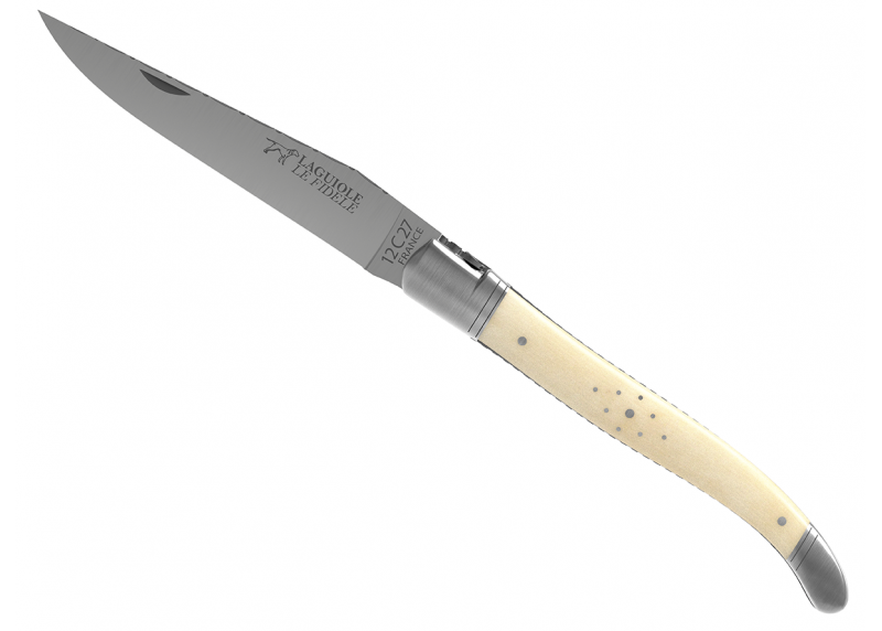 Prestige edition Laguiole knife with bovine bone handle and stainless steel bolsters image 3