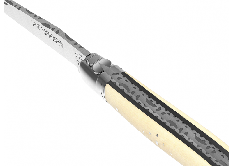 Prestige edition Laguiole knife with bovine bone handle and stainless steel bolsters image 9