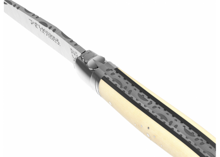 Prestige edition Laguiole knife with bovine bone handle and stainless steel bolsters image 9