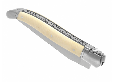 Prestige edition Laguiole knife with bovine bone handle and stainless steel bolsters image 14