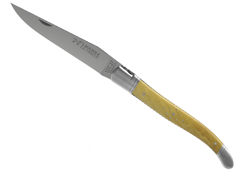 Prestige edition Laguiole knife with boxwood handle and stainless steel bolsters image 3