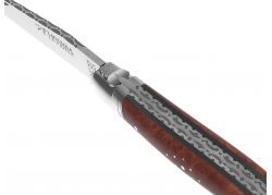 Prestige edition Laguiole knife with serpent wood handle and stainless  steel bolsters GUILLOCHE Pattern #1