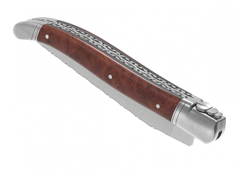 Prestige edition Laguiole knife with briar root wood handle and stainless steel bolsters image 7