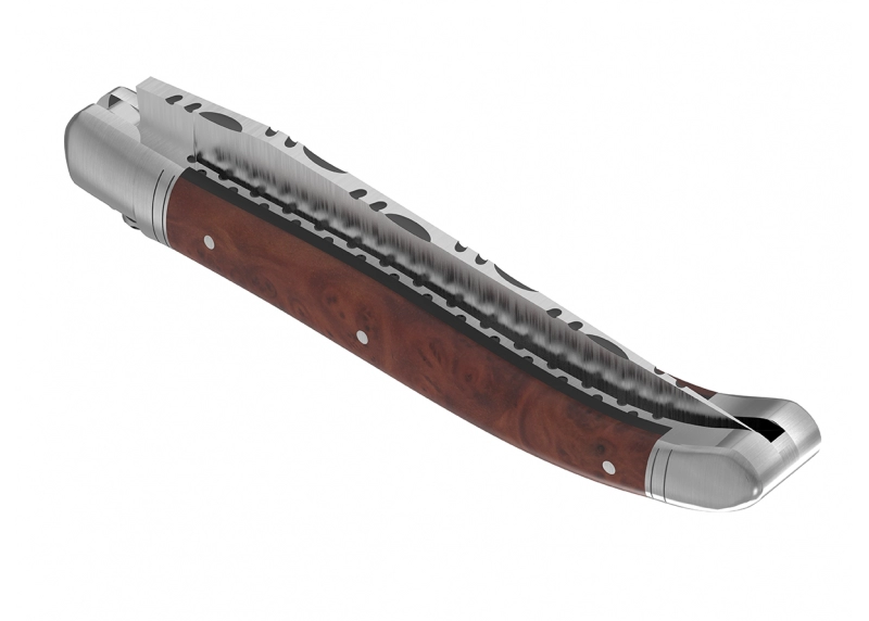 Prestige edition Laguiole knife with briar root wood handle and stainless steel bolsters image 13