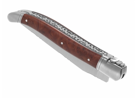 Prestige edition Laguiole knife with briar root wood handle and stainless steel bolsters image 14